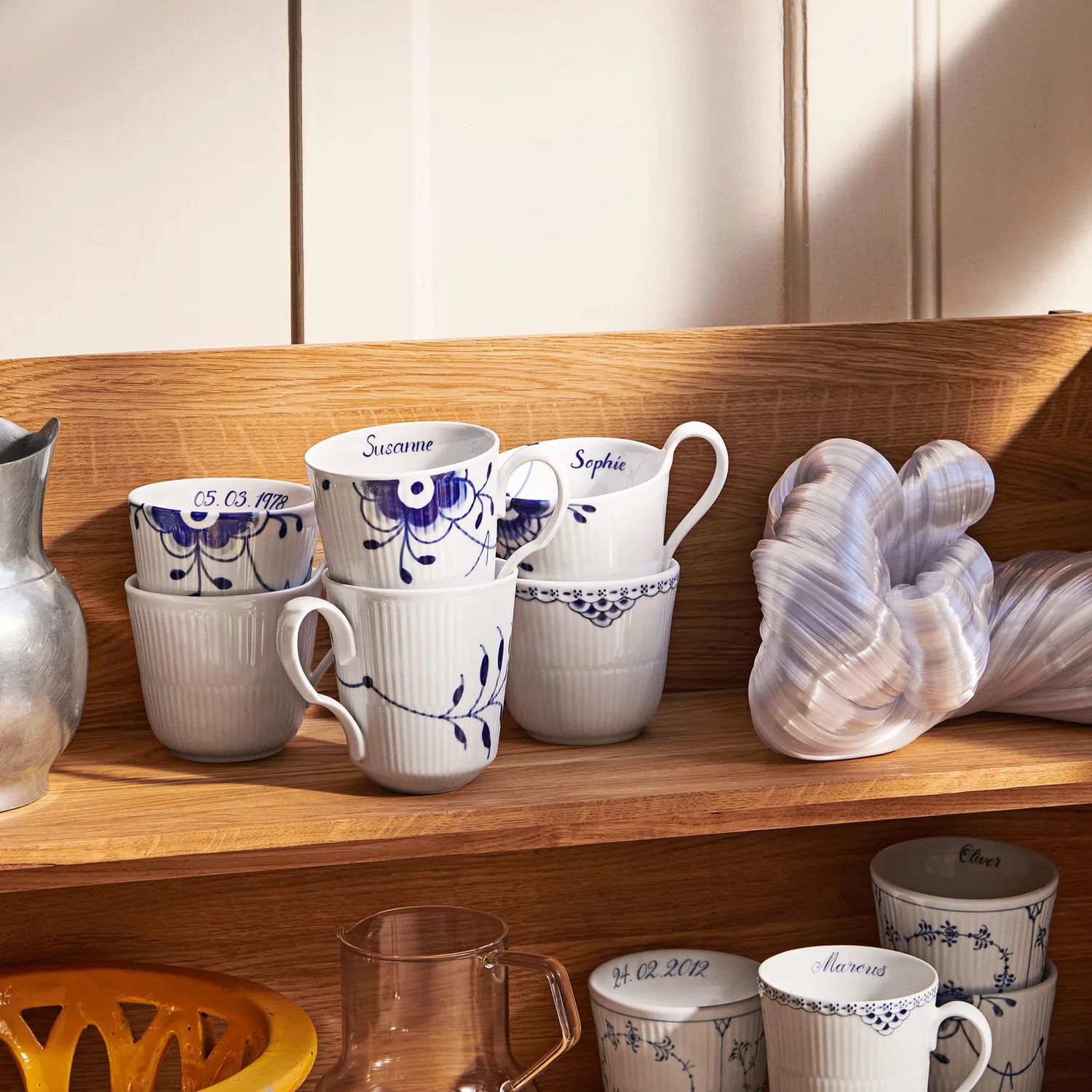 Kgl. Porcelæn Blå Mega Riflet kop Bespoke 38 cl 2 stk