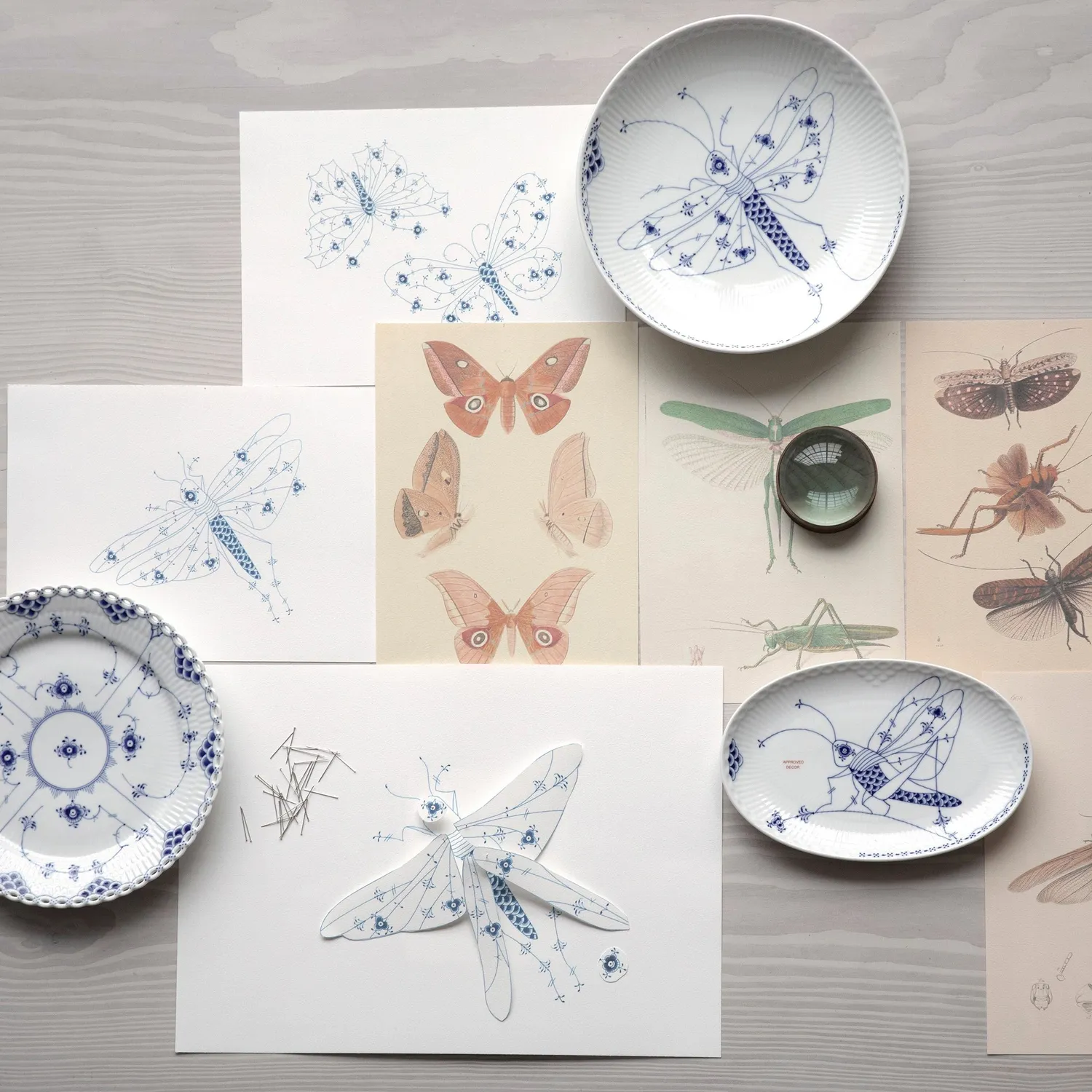 Kgl. Porcelæn Royal Creatures Græshoppe asiet 23,5 cm