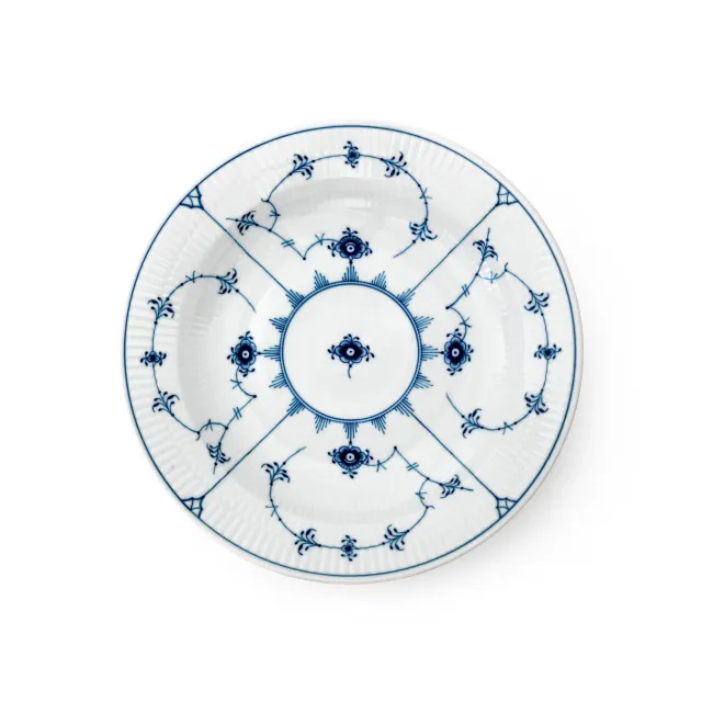 Kgl. Porcelæn Musselmalet Riflet tallerken 27 cm dyb