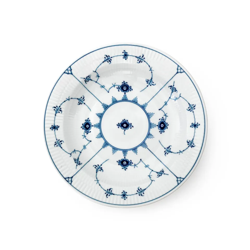 Kgl. Porcelæn Musselmalet Riflet tallerken 27 cm dyb