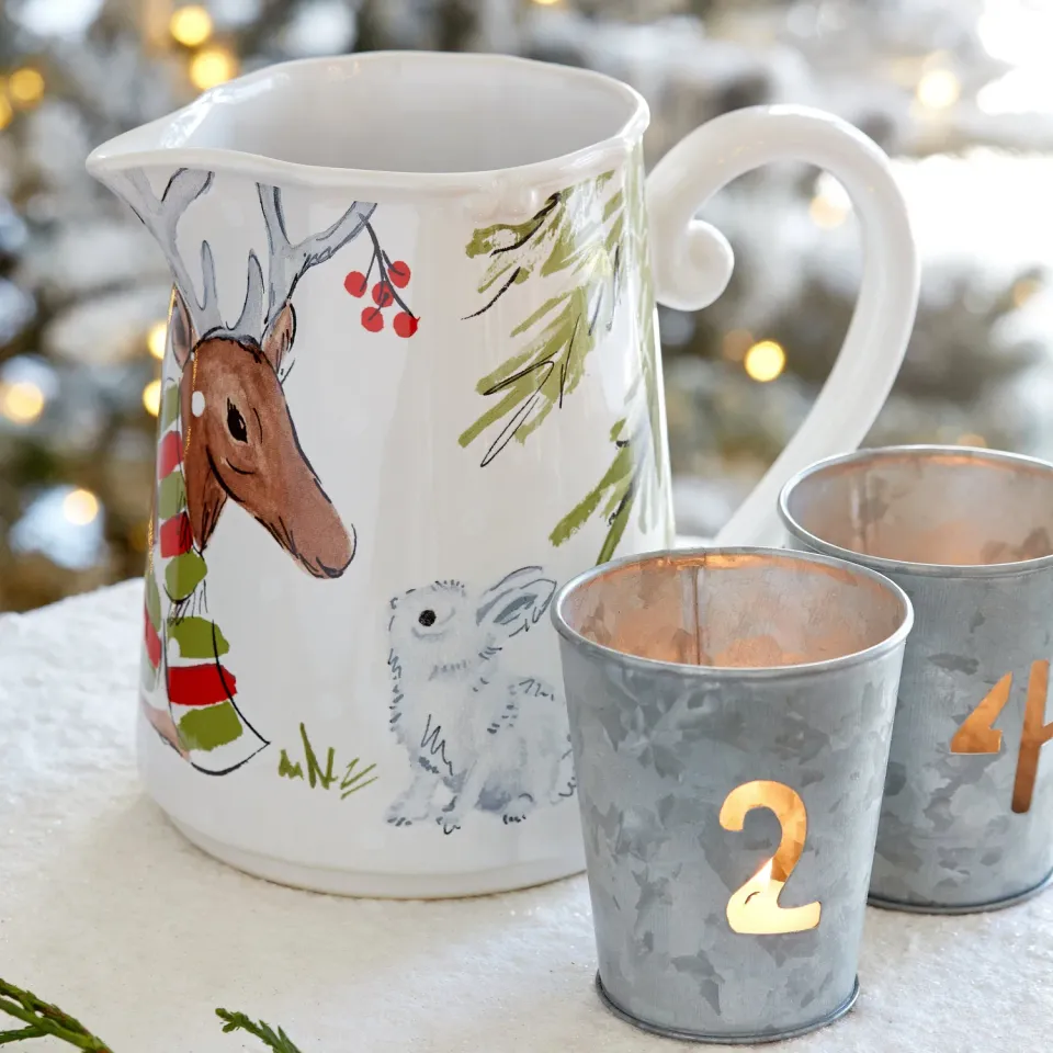Costa Nova Deer Friends kande hvid stentøj blank