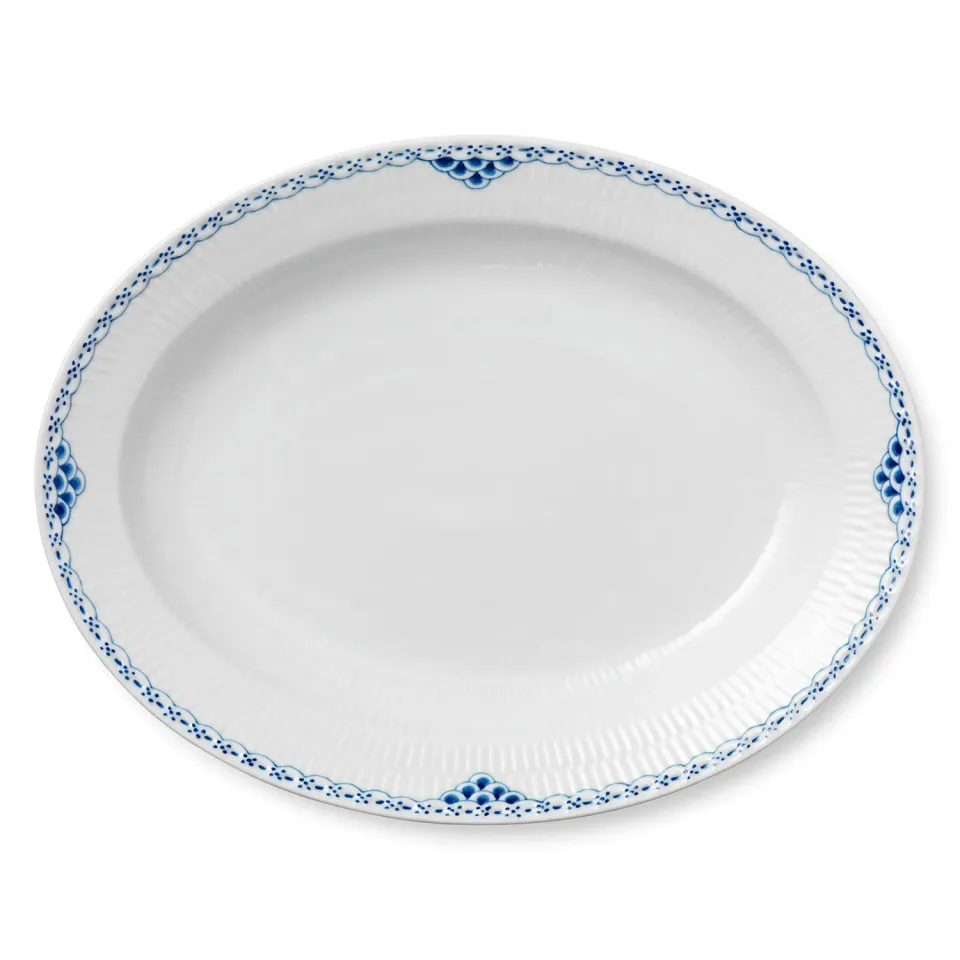 Kgl. Porcelæn Prinsesse fad 36,5 cm hvidblåt