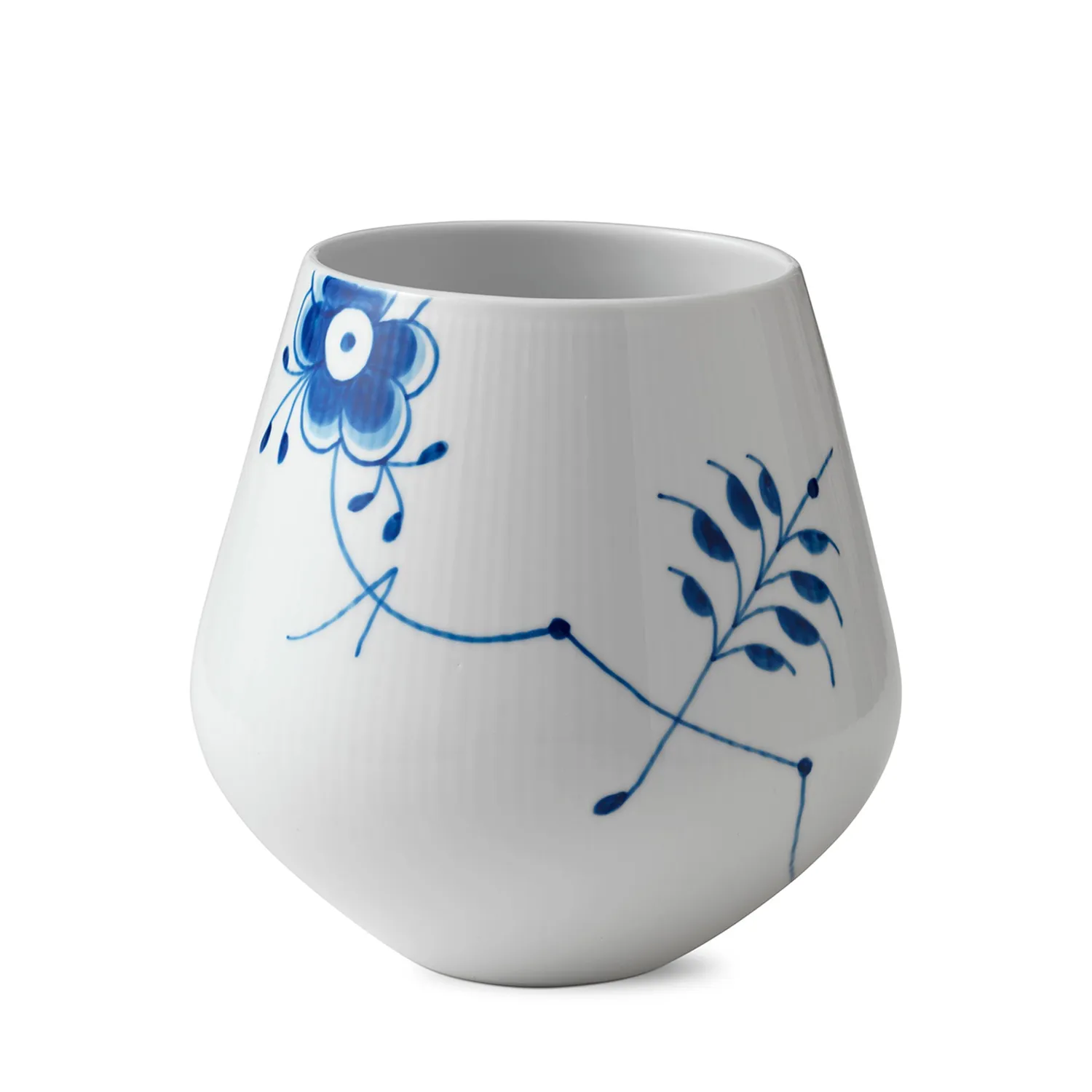 Royal Copenhagen Blå Mega Riflet vase 20,5 cm porcelæn håndmalet