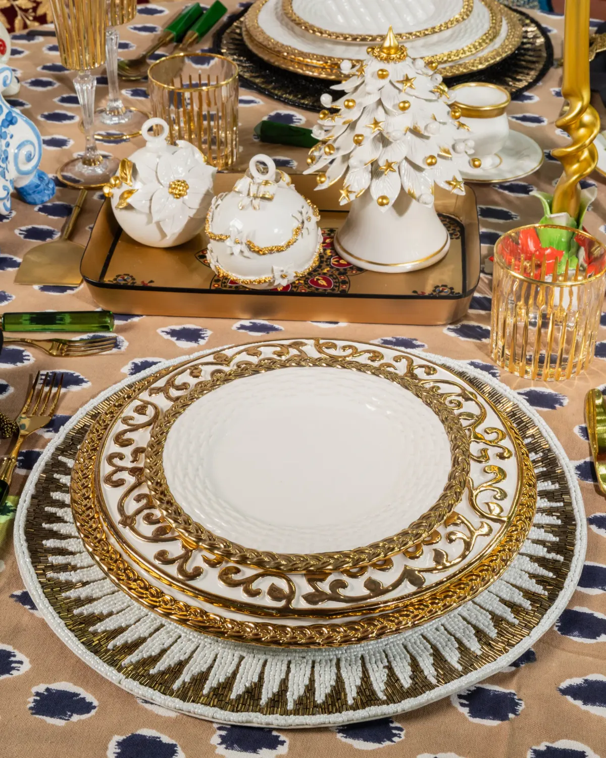 Les Ottomans Gold Wicker TGW03 Dæktallerken Keramik Guld