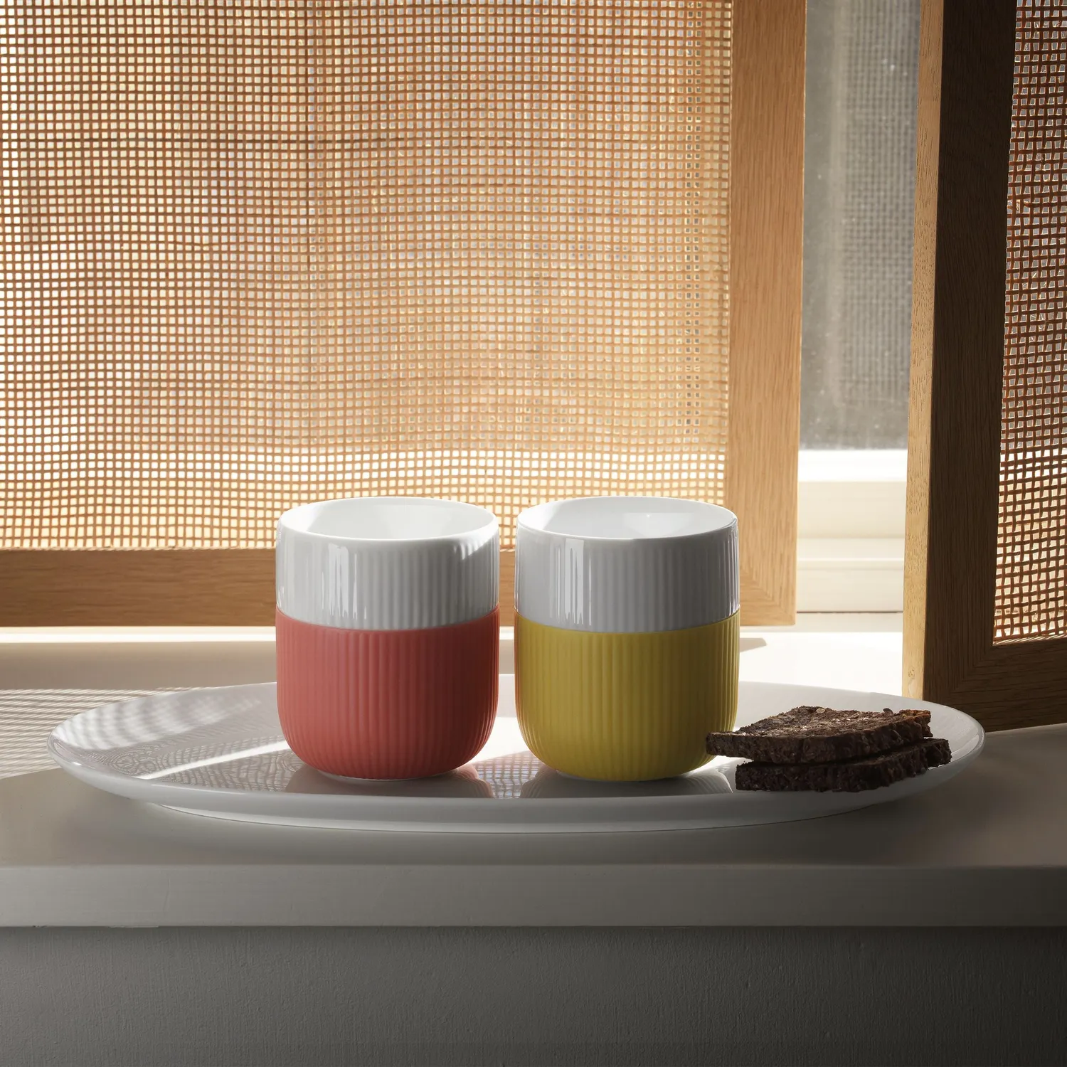 Kgl. Porcelæn Hvid Riflet fad 37 cm ovalt hvidt