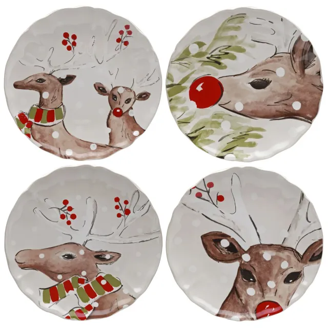 Costa Nova Deer Friends middagstallerken hvid 4 stk blank