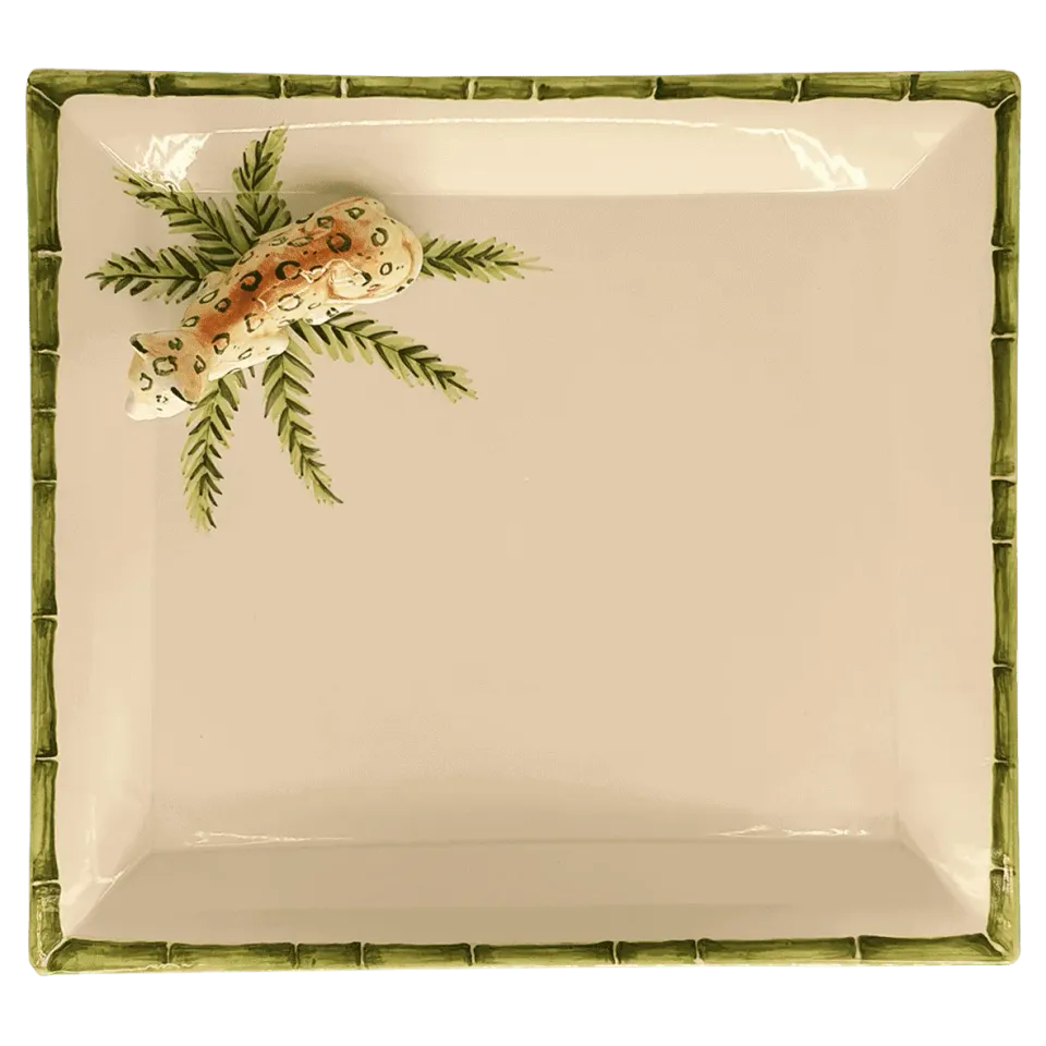 Les Ottomans Bamboo BAL02 fad stor firkantet leopard
