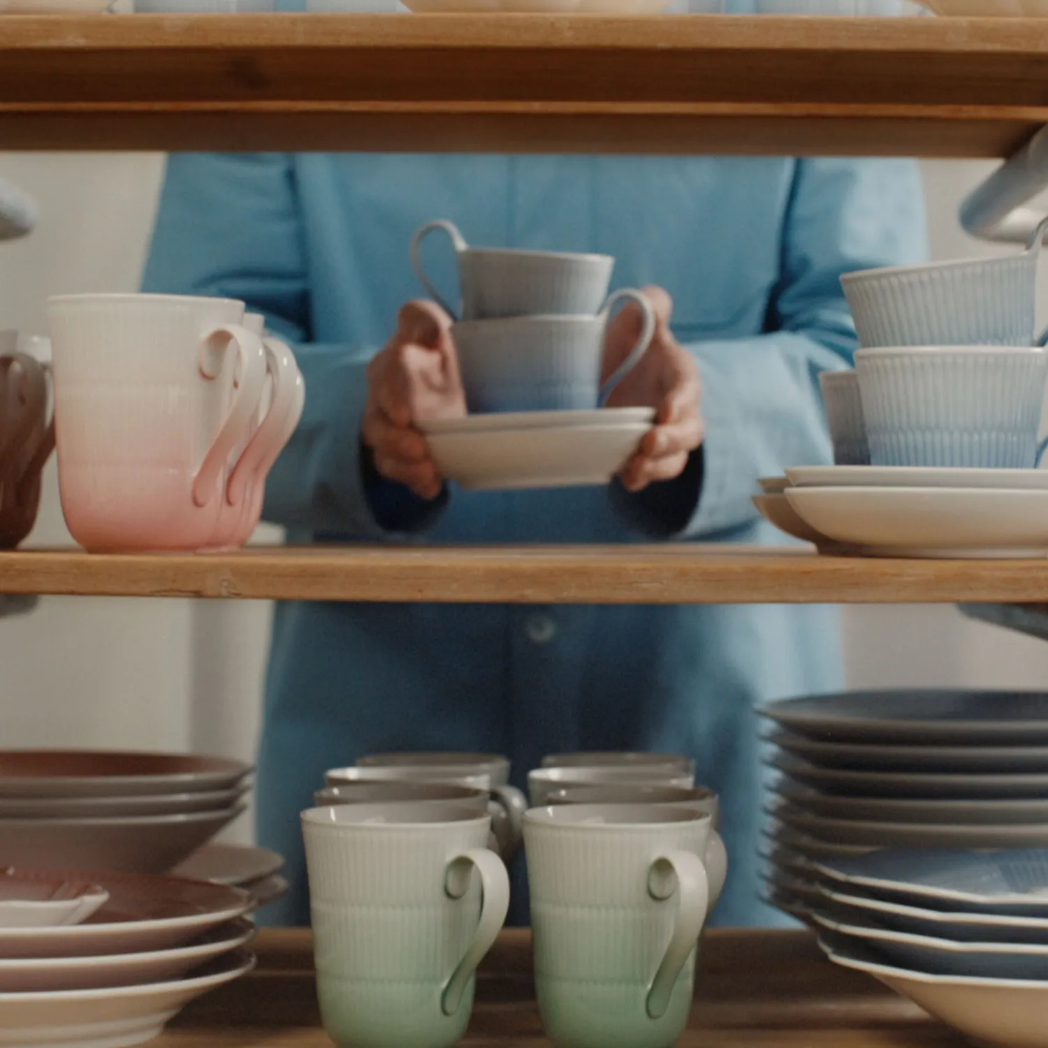 Royal Copenhagen Iris Kop Grøn 36 cl 2 stk riflet
