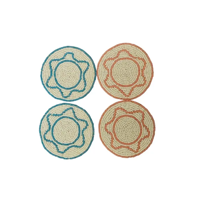 Les Ottomans broderede glasbrikker sæt 4 stk med perler