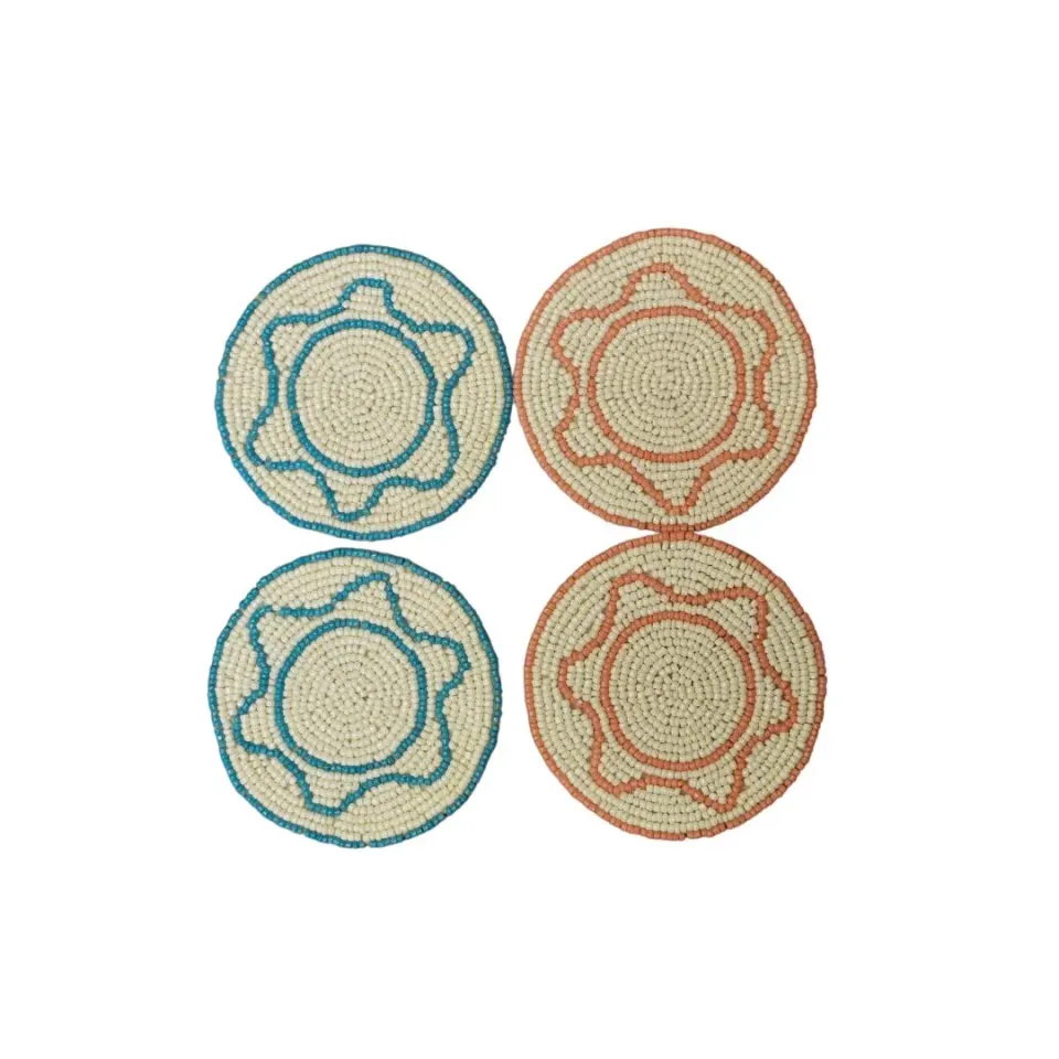 Les Ottomans broderede glasbrikker sæt 4 stk med perler