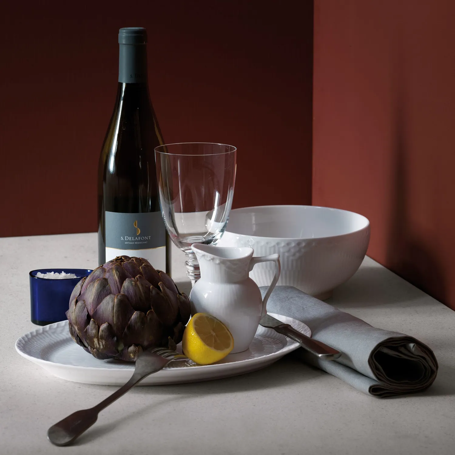 Kgl. Porcelæn Hvid Halvblonde fad 28 cm serveringsfad hvid