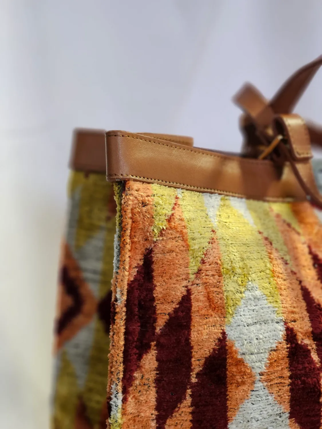 Les Ottomans stor tote taske silkevelour ikat #15