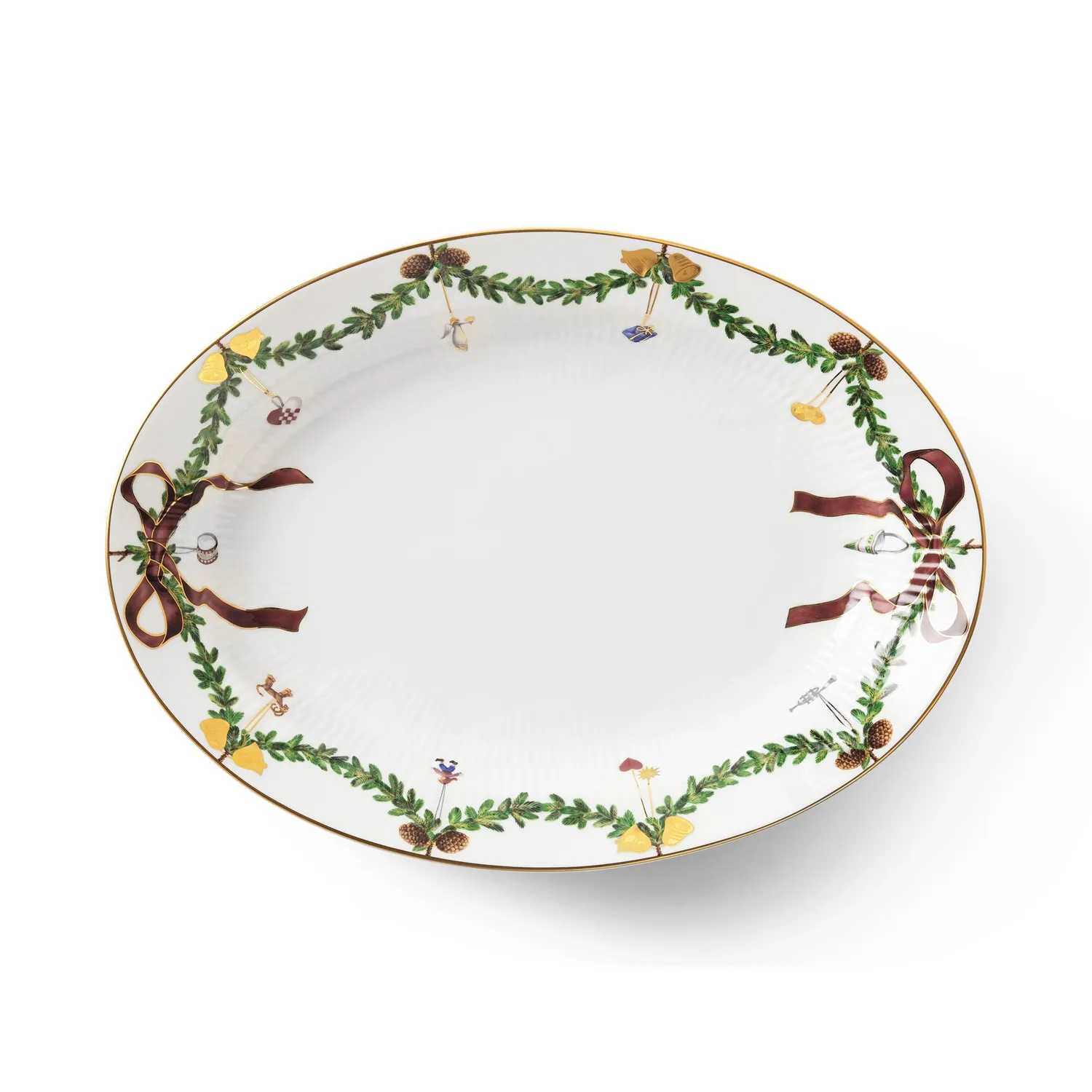 Kgl. Porcelæn Stjerne Riflet Jul fad 34 cm