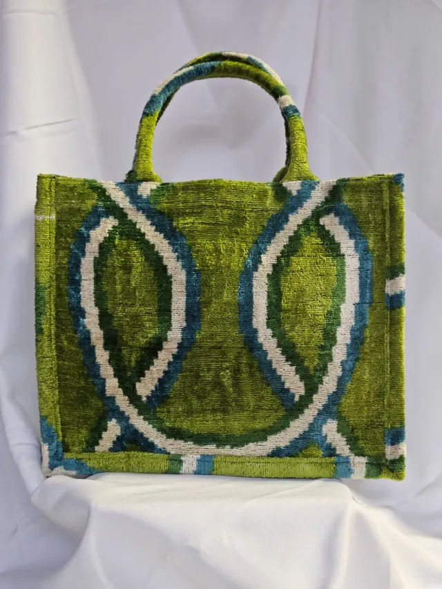Les Ottomans Grande 05 tote taske stor silkevelour ikat