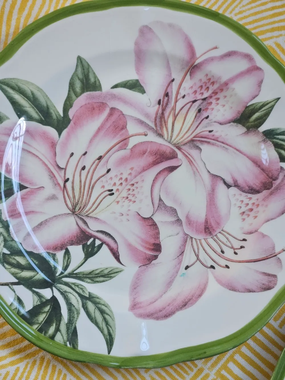 Les Ottomans tallerken flad blomstret sæt 2 stk håndmalet