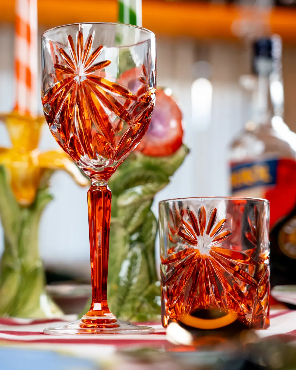 Les Ottomans THS06 vinglas orange krystal sæt 4 stk