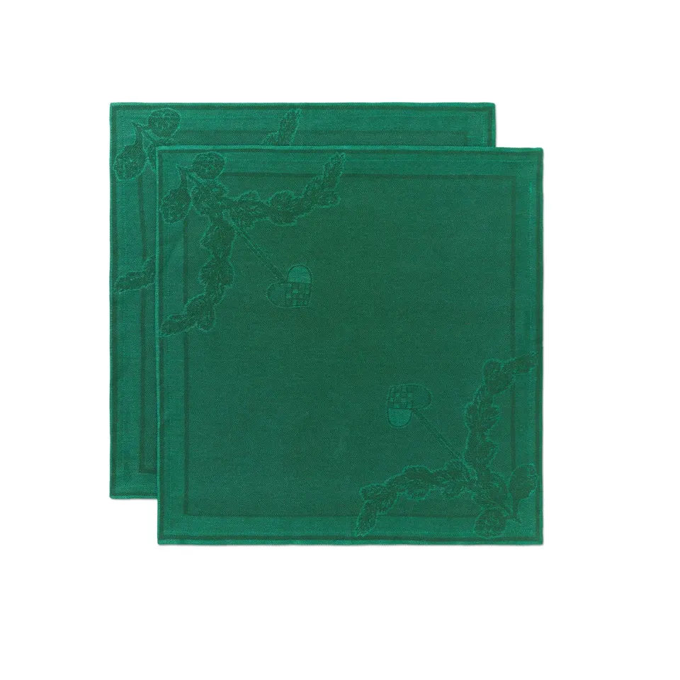Kgl. Porcelæn Stjerne Riflet Jul serviet grøn 45x45 cm 2 stk.