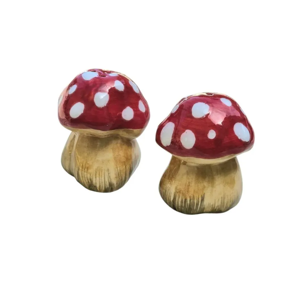 Les Ottomans Red Mushroom salt- og pebersæt keramik