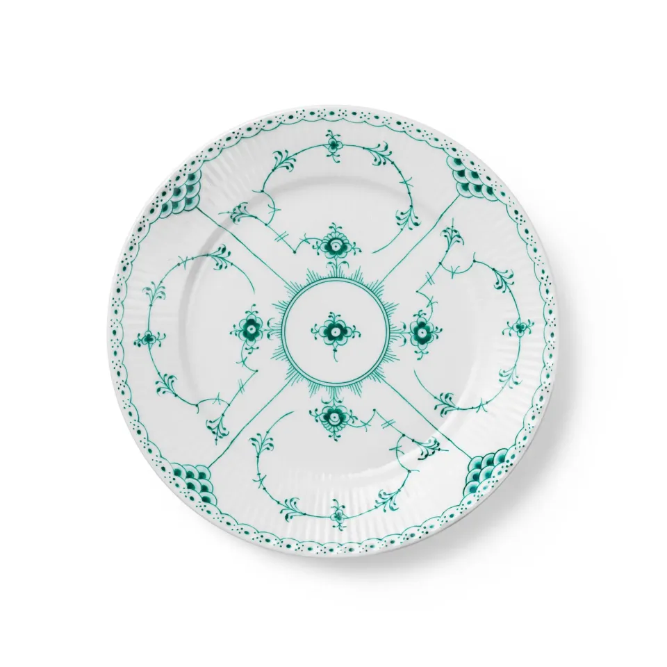 Royal Copenhagen Smaragd Musselmalet Halvblonde tallerken 22 cm grøn