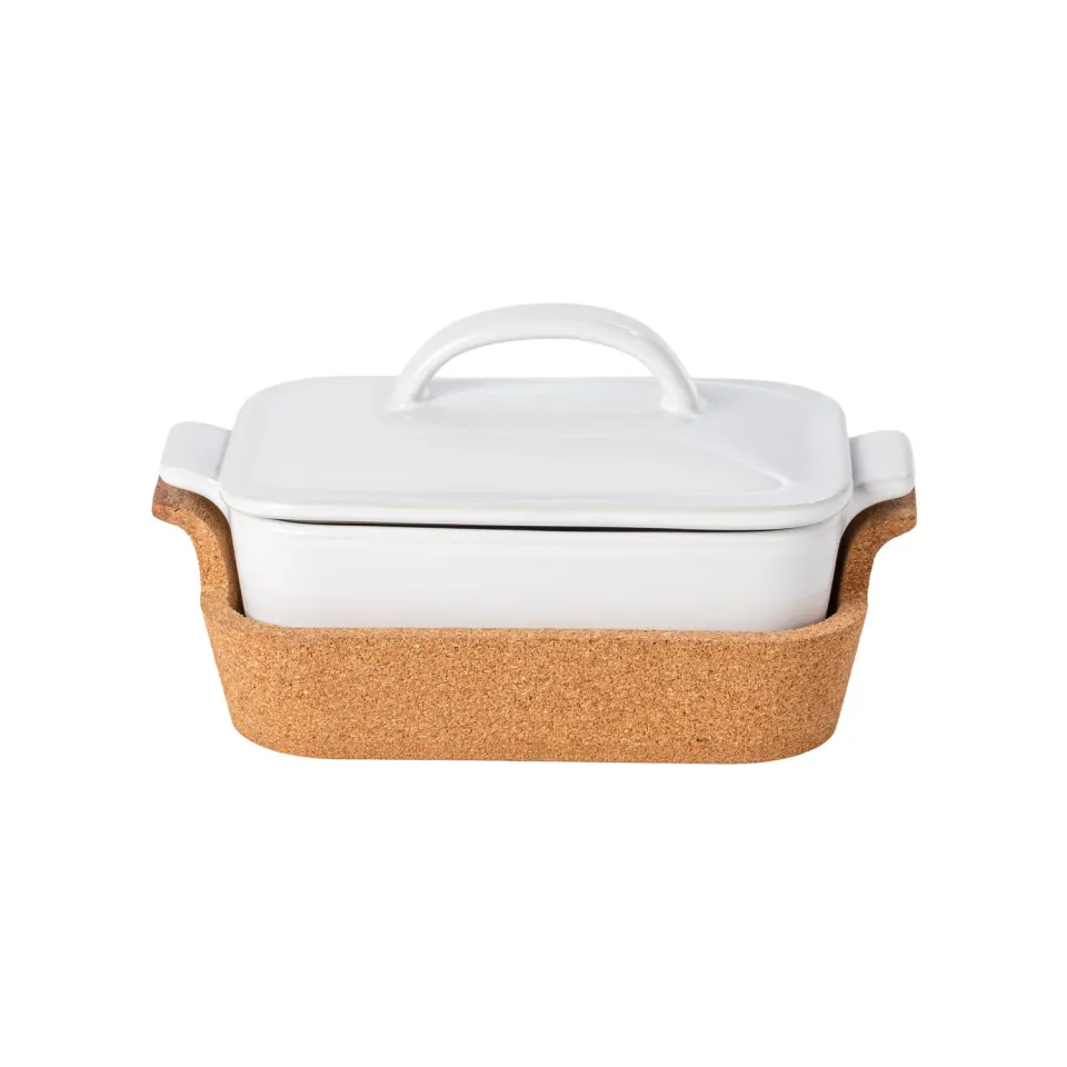 Costa Nova Ensemble ildfast fad med låg og korkbakke hvid