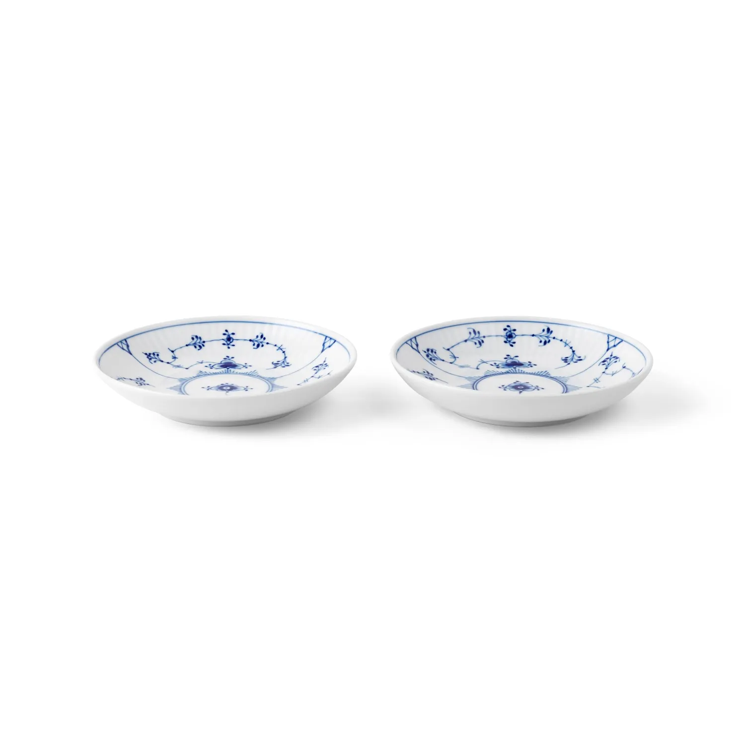 Kgl. Porcelæn Musselmalet Riflet skål 13 cm 2 stk håndmalet