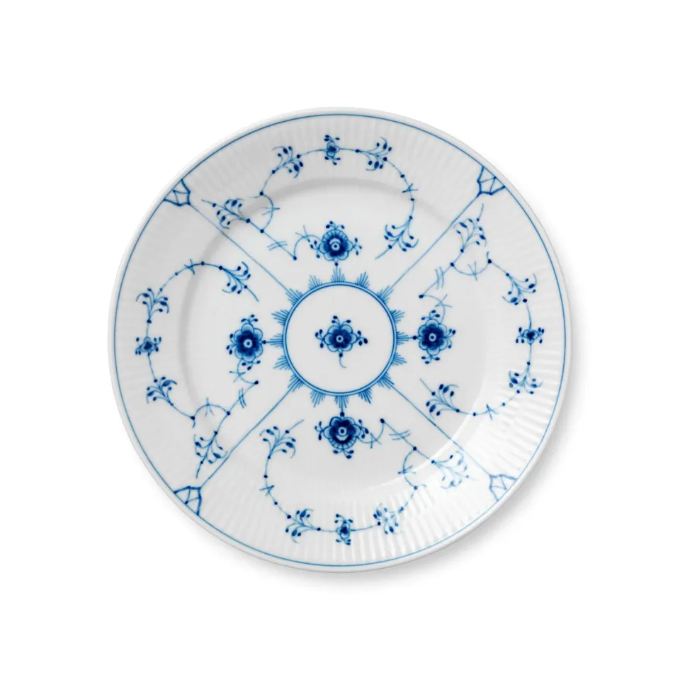 Kgl. Porcelæn Musselmalet Riflet tallerken 22 cm