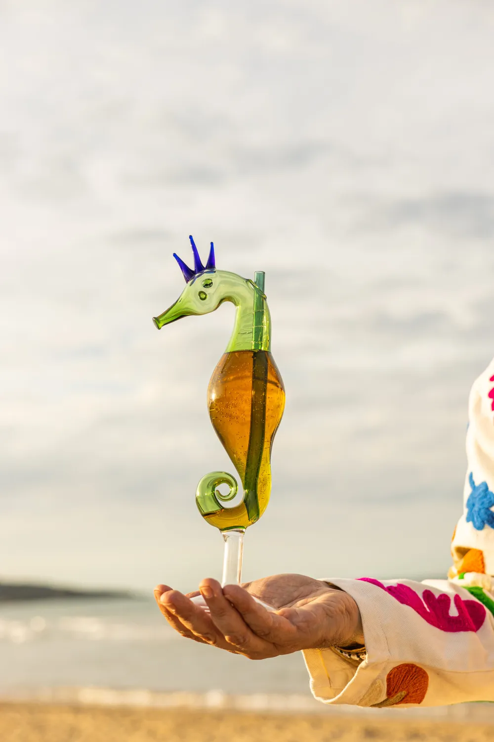 Les Ottomans Cocktailglas Grøn Søhest Håndlavet Glas