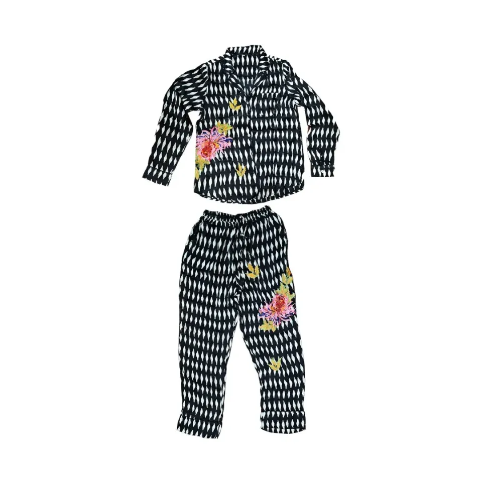 Les Ottomans PJ10 pyjamas broderet ikat bomuld