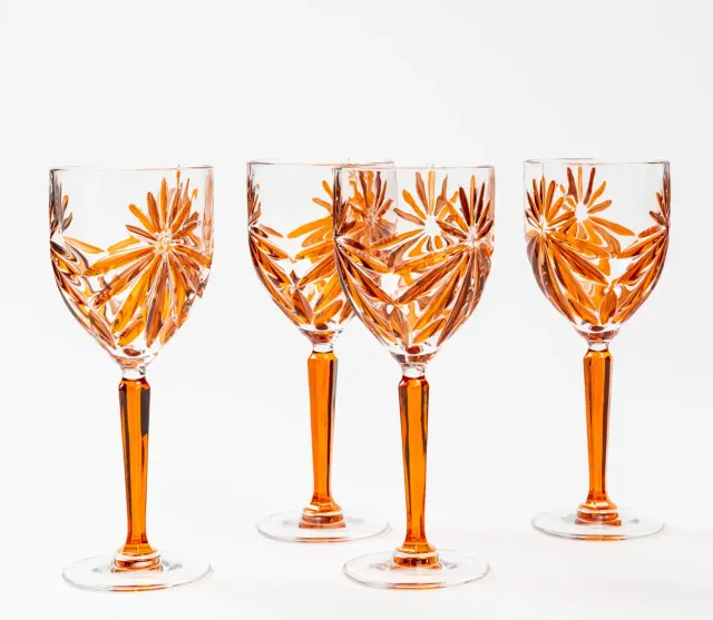 Les Ottomans THS06 vinglas orange krystal sæt 4 stk