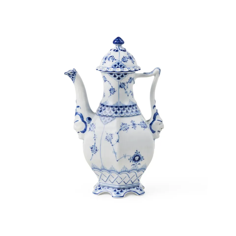 Kgl. Porcelæn Musselmalet Helblonde kaffekande 50 cl håndmalet