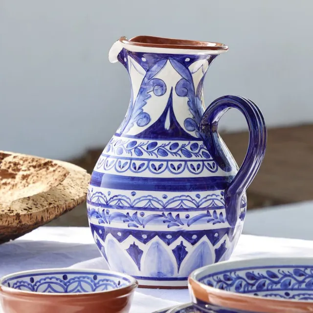 Costa Nova Alentejo kande terracotta blå blank glasur
