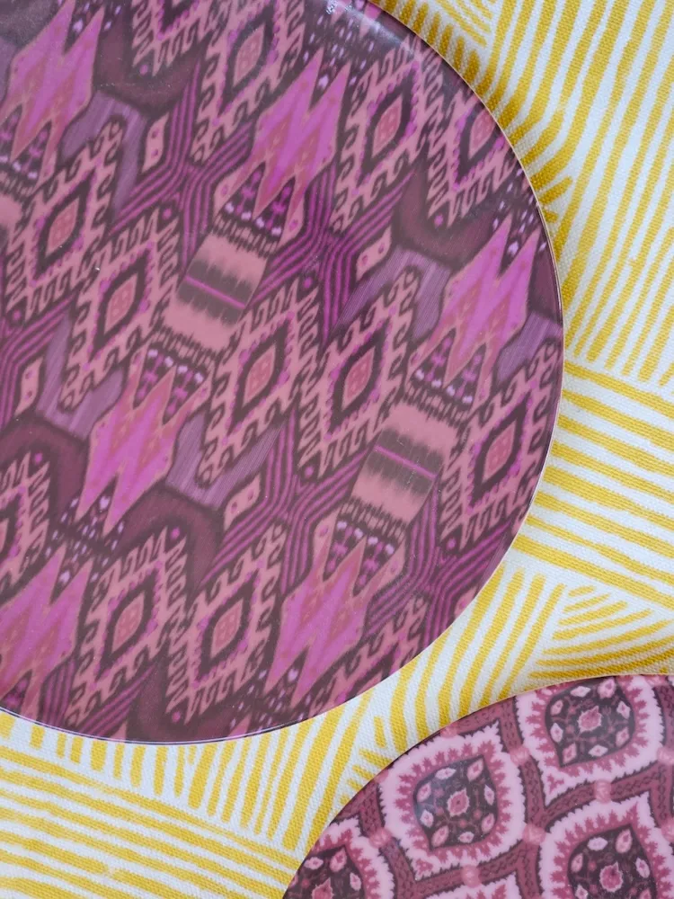Les Ottomans Ikat desserttallerkener porcelæn 2 stk