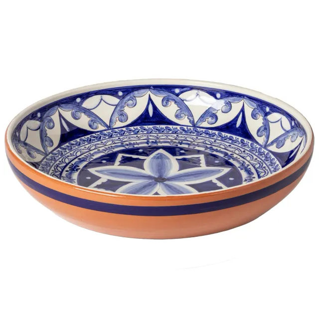 Costa Nova Alentejo rundt fad terracotta blå-hvid håndmalet