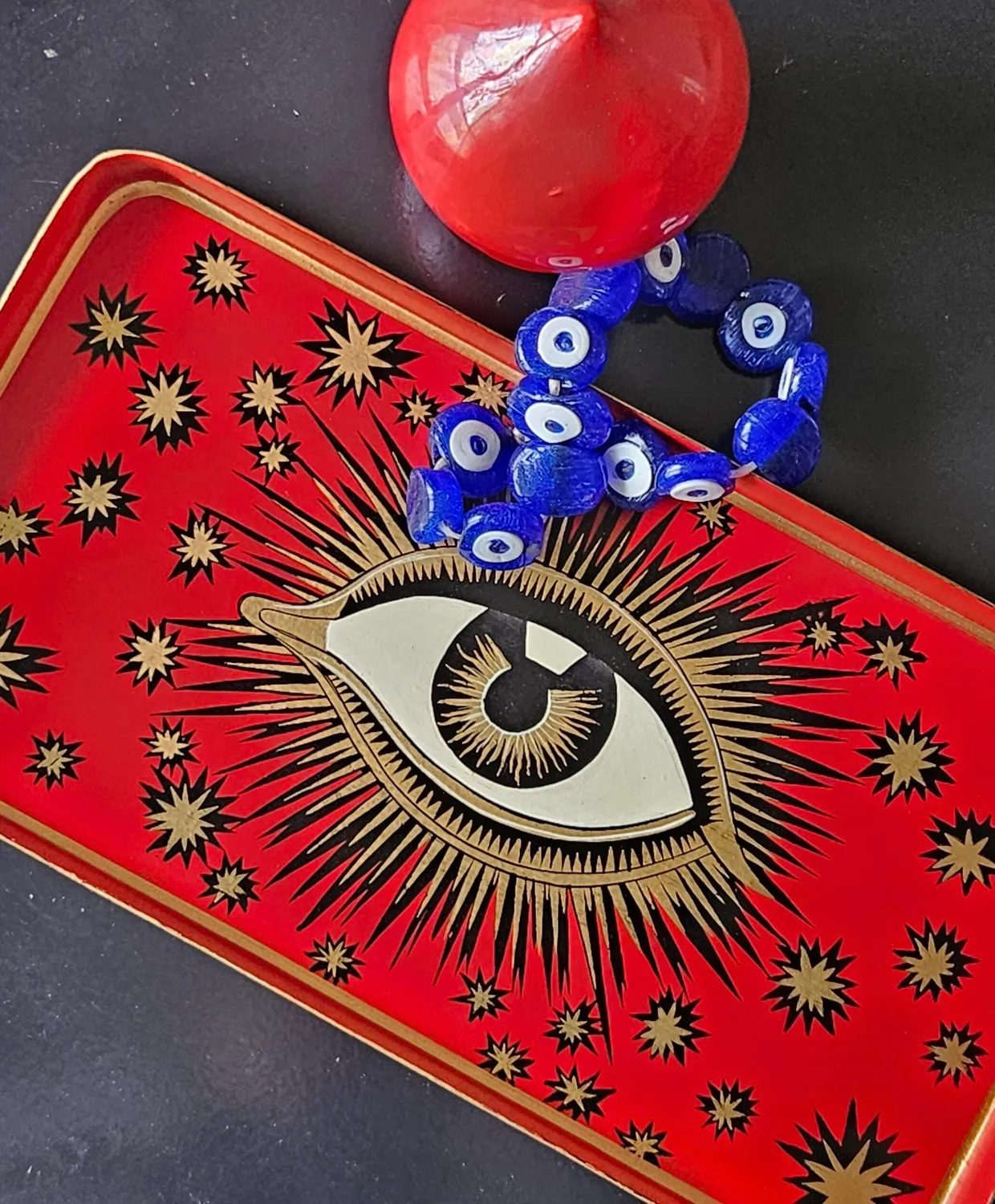 Les Ottomans All-Seeing Eye bakke Rosso håndmalet jern