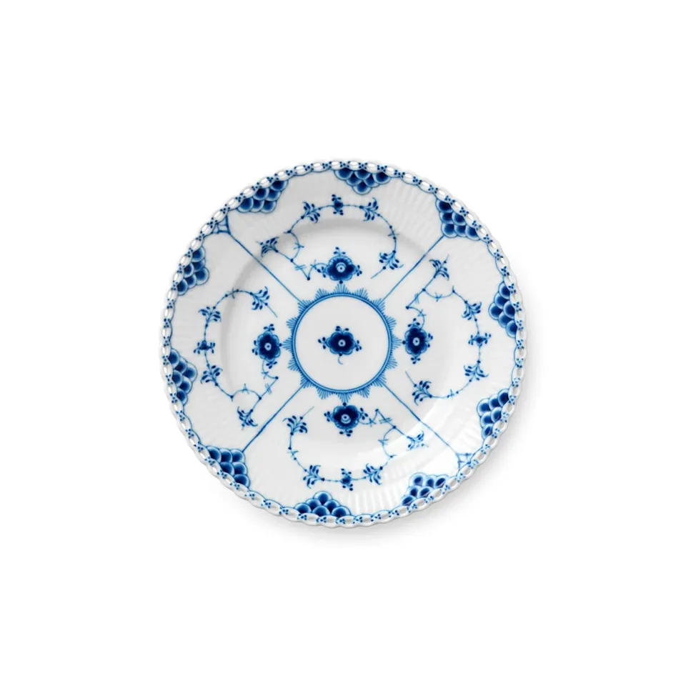 Kgl. Porcelæn Musselmalet Helblonde tallerken 17 cm blå