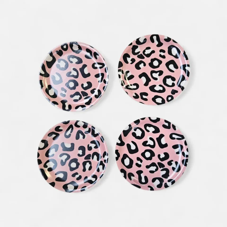 Les Ottomans Leopard bordskåner træ 4 stk