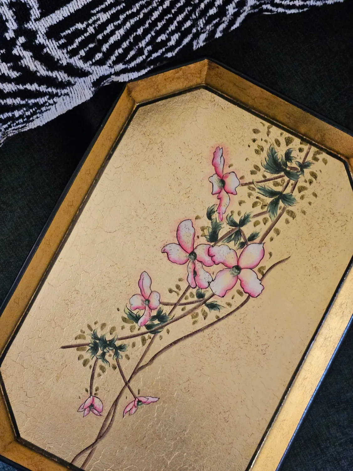 Les Ottomans bakke kirsebærblomst jern bladguld