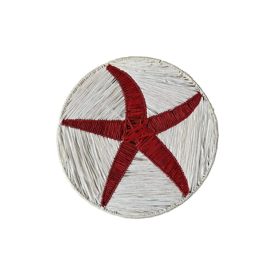 Les Ottomans dækkeserviet raffia marineblå