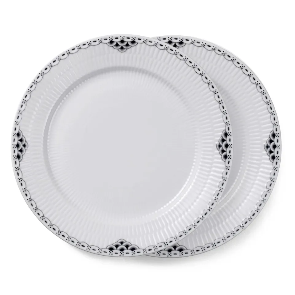 Royal Copenhagen Sort Blonde tallerken 27 cm 2 stk sort kant