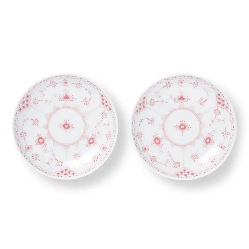 Kgl. Porcelæn Koral Halvblonde skål 15 cm 2 stk