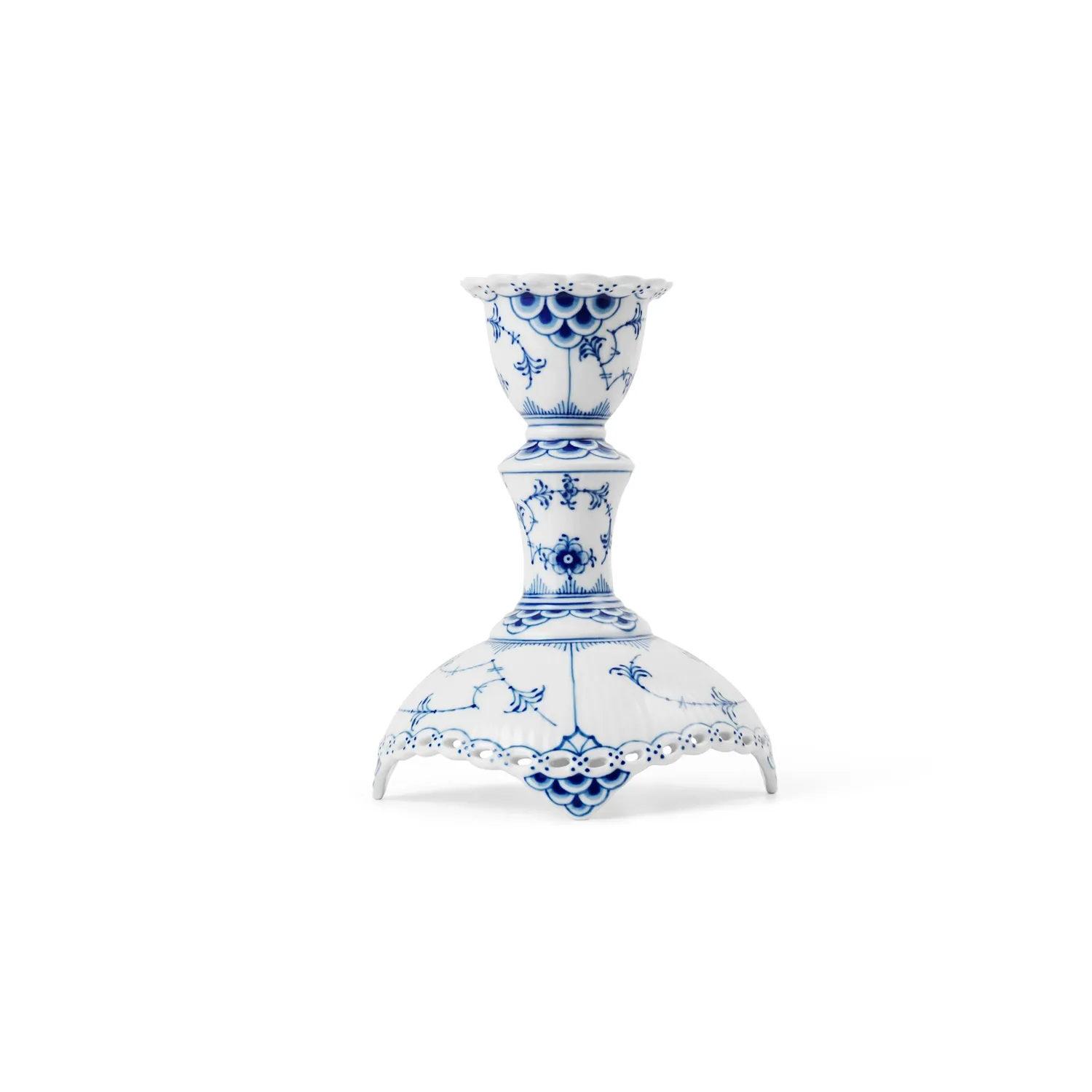Kgl. Porcelæn Musselmalet Helblonde lysestage 13,5 cm