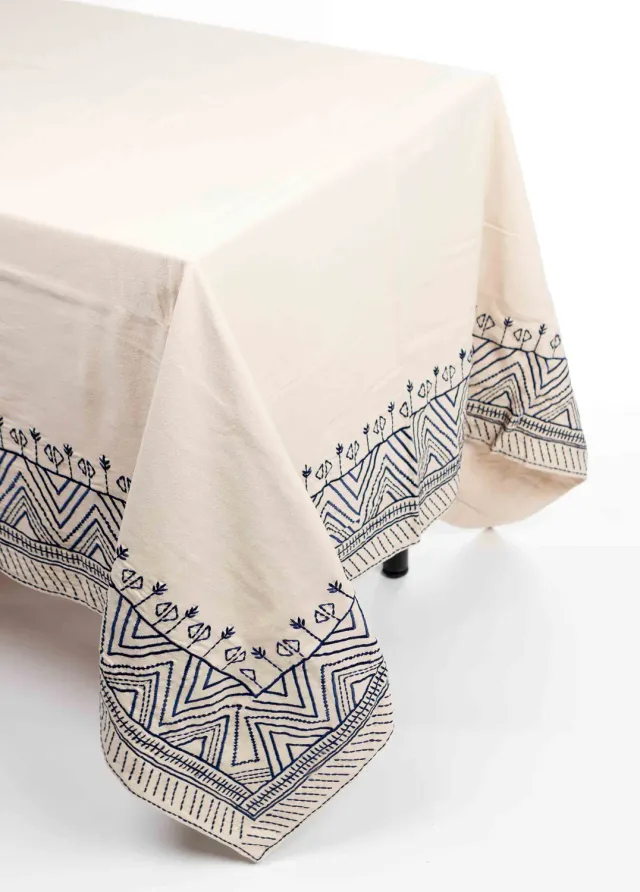 Les Ottomans EBT22 borddug broderet bomuld ikat