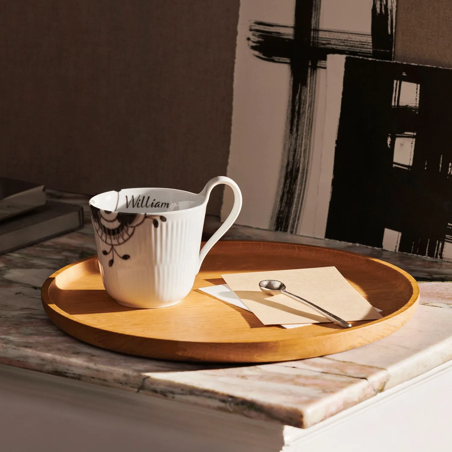 Kgl. Porcelæn Sort Mega Riflet højhankskop Bespoke 33 cl