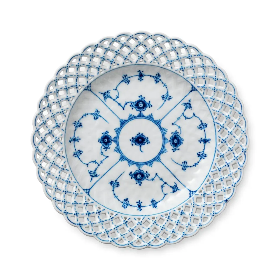 Kgl. Porcelæn Musselmalet Helblonde tallerken 25 cm blondekant