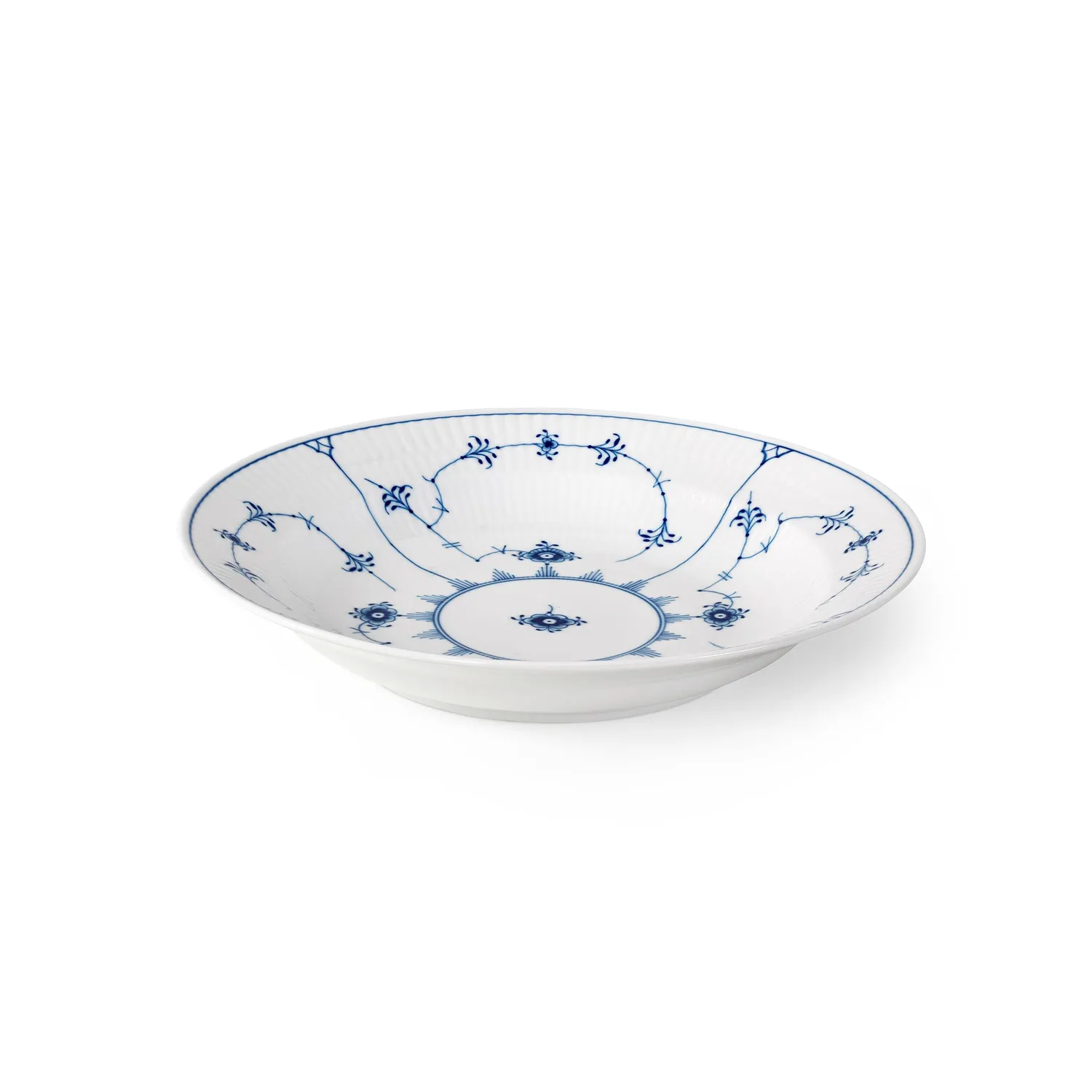 Kgl. Porcelæn Musselmalet Riflet tallerken 27 cm dyb