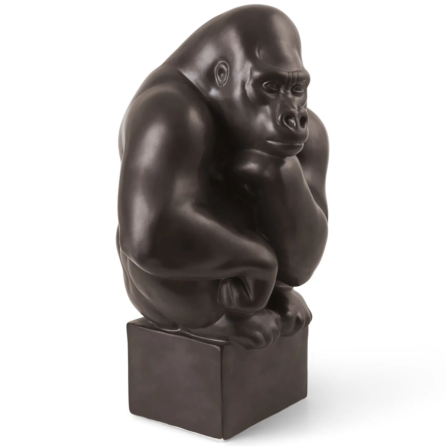Royal Copenhagen gorillafigur 40 cm grafit hvilende