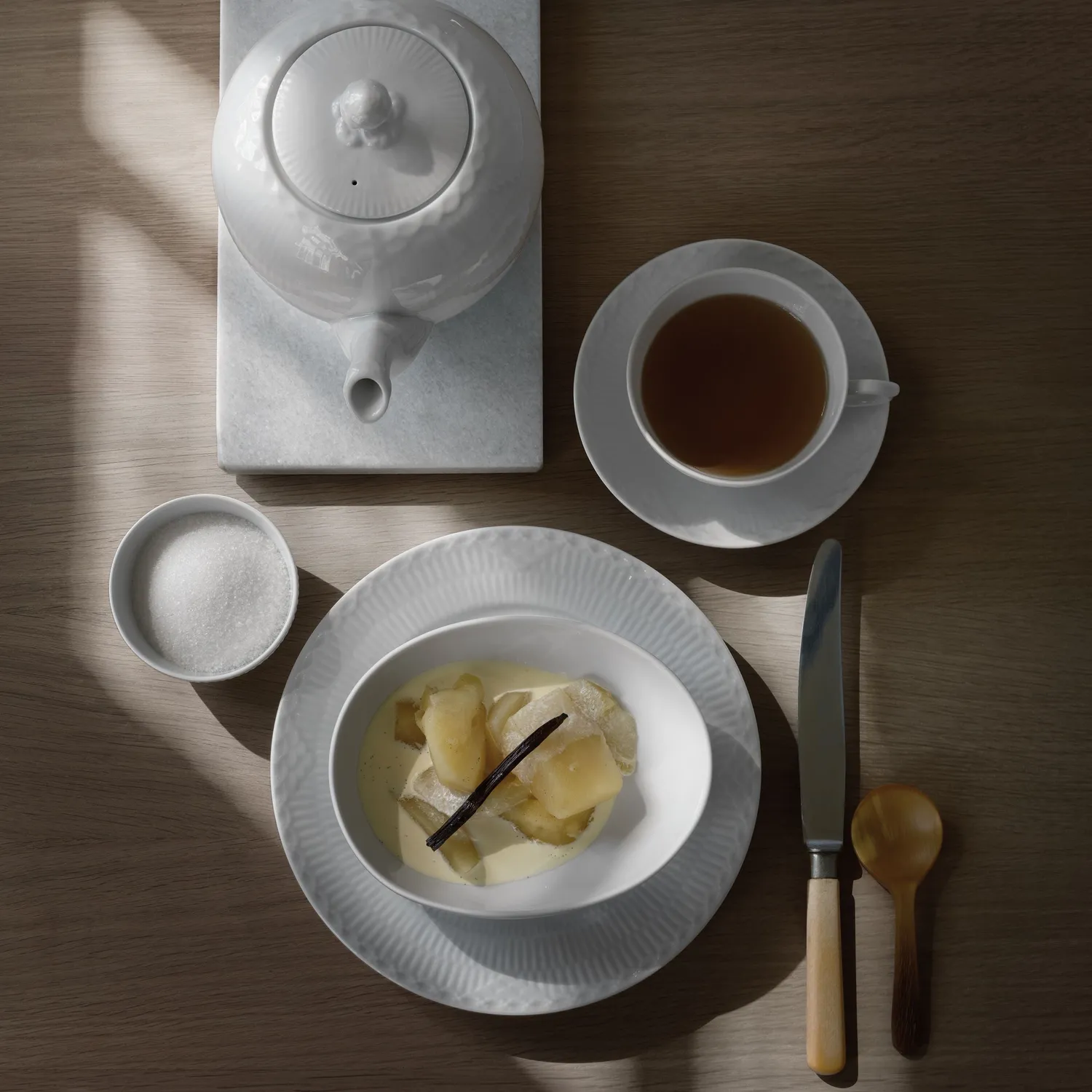 Kgl. Porcelæn Hvid Halvblonde kop underkop 20 cl te