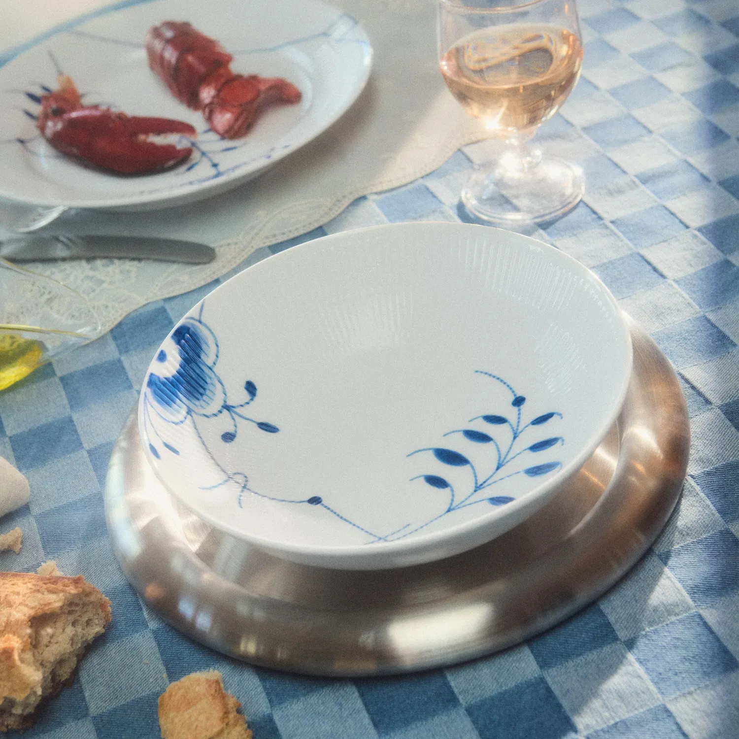 Kgl. Porcelæn Blå Mega Riflet skål 110 cl serveringsskål