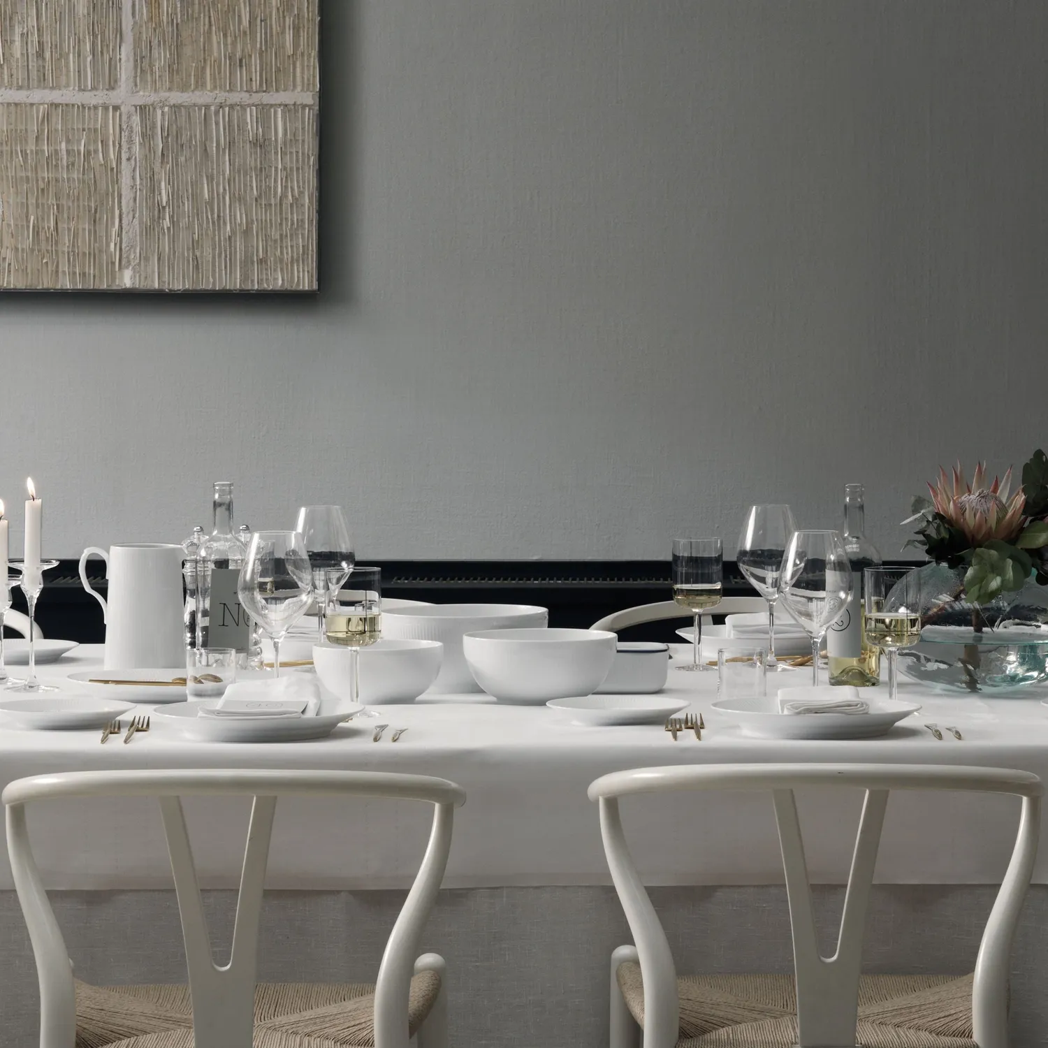 Kgl. Porcelæn Hvid Riflet skål 110 cl hvid porcelæn