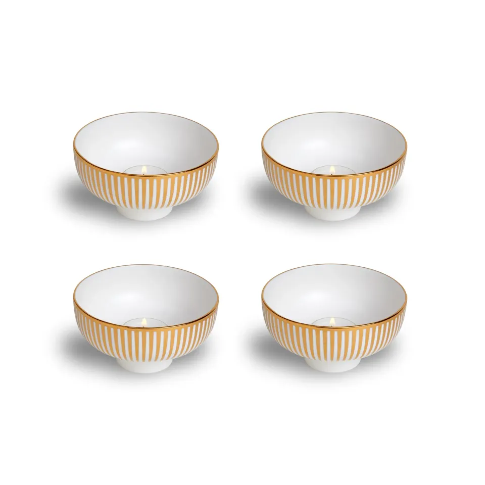 1882 Ltd Lustre Gold Stripe fyrfadsskåle 4 stk lustre